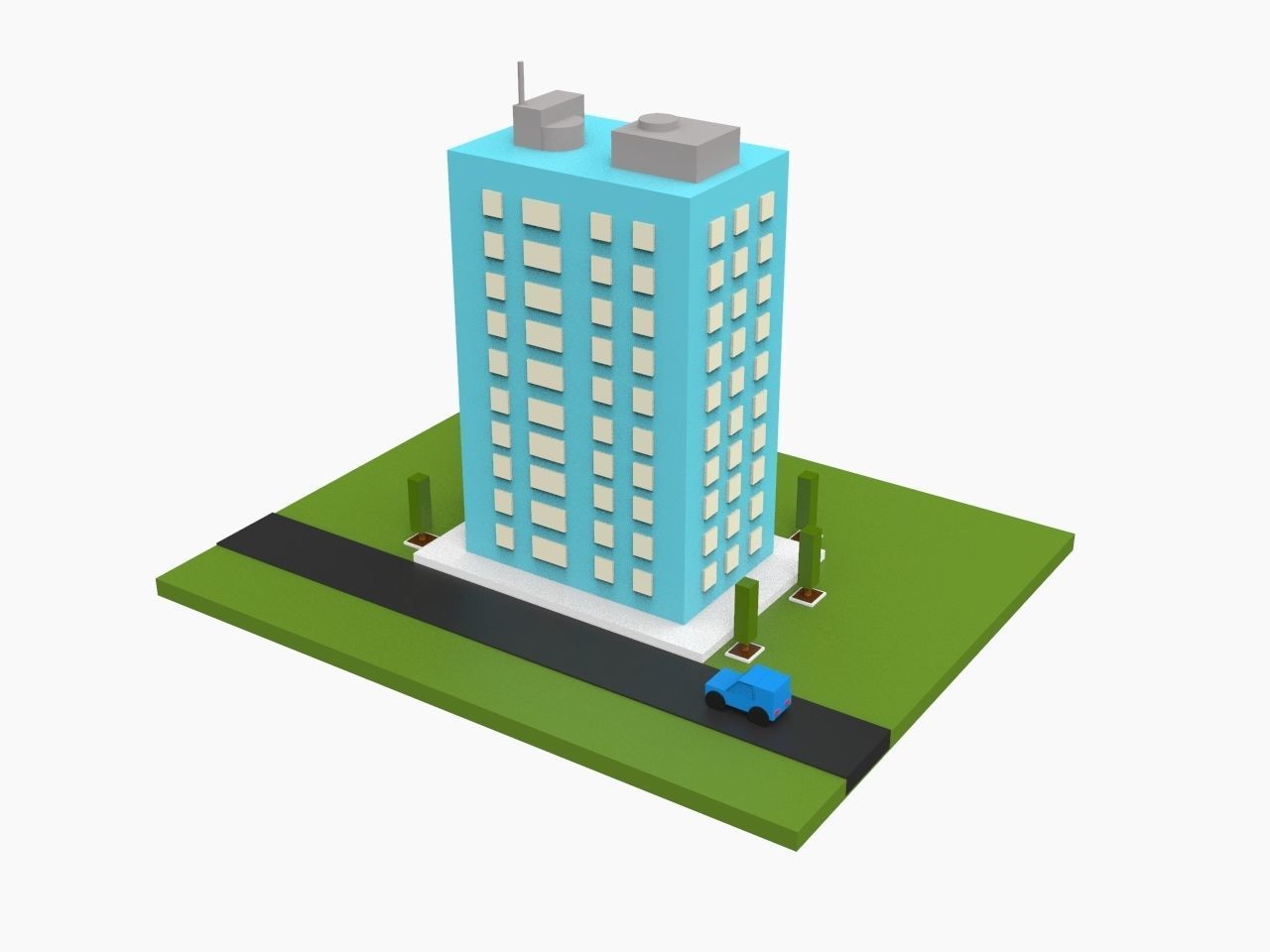 Simple Poly City - Terrian Low-poly 3D model_6