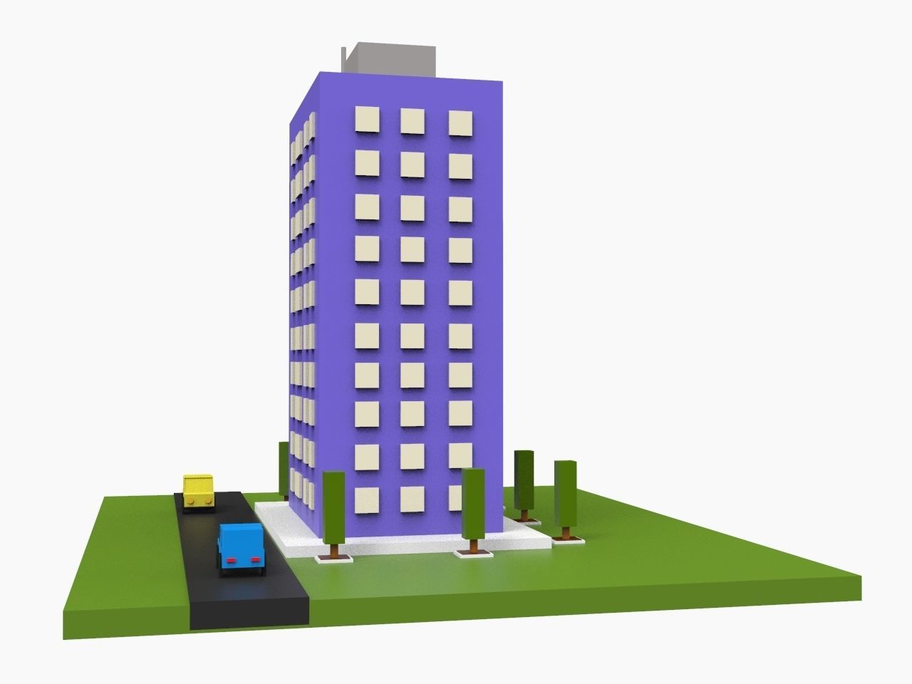 Simple Poly City - Terrian Low-poly 3D model_1