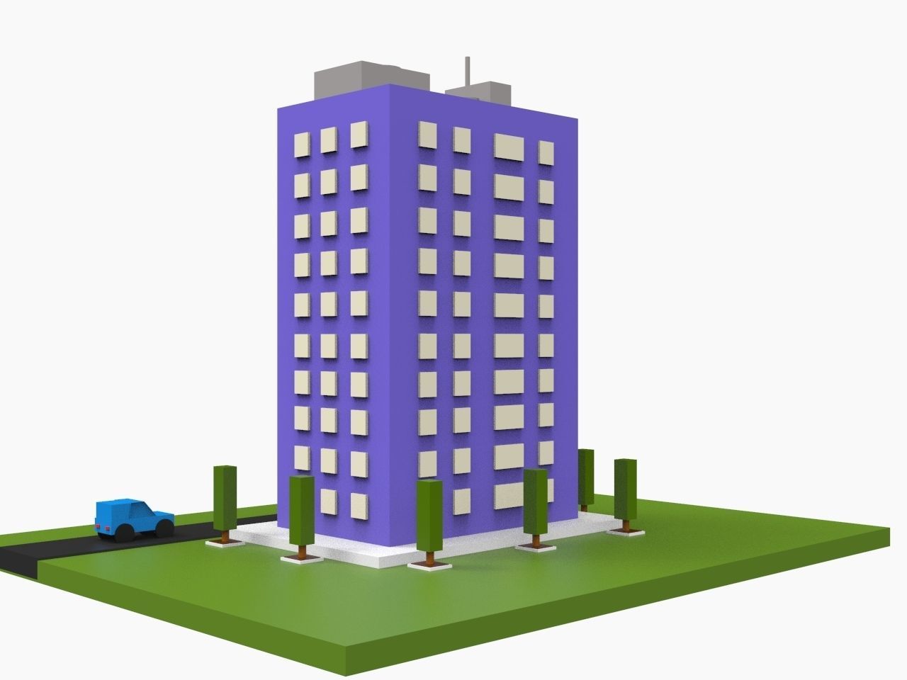 Simple Poly City - Terrian Low-poly 3D model_7