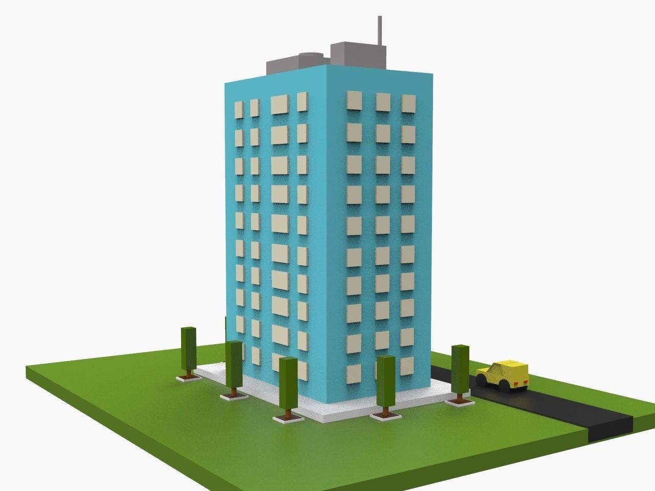 Simple Poly City - Terrian Low-poly 3D model_5