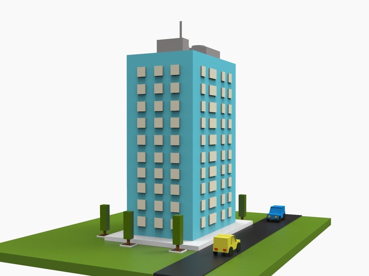 Simple Poly City - Terrian Low-poly 3D model_4