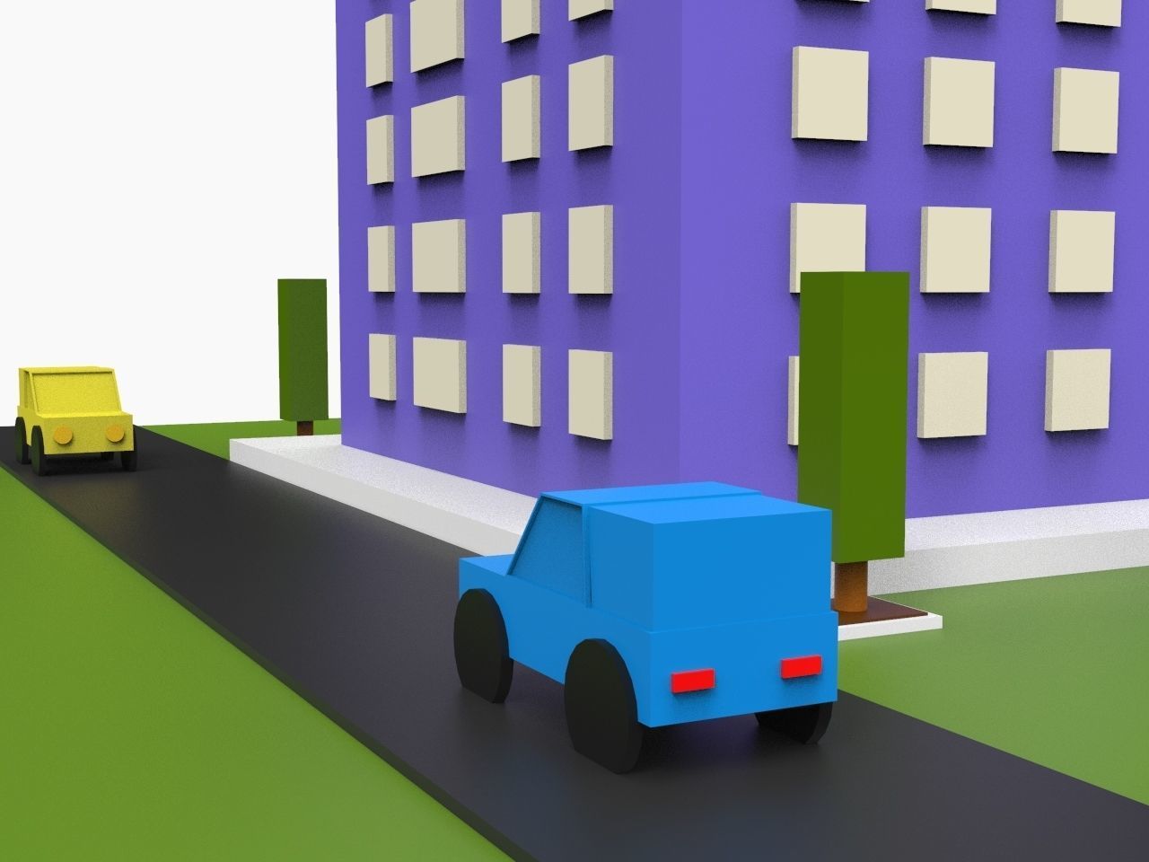 Simple Poly City - Terrian Low-poly 3D model_2