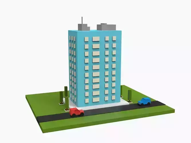 Simple Poly City - Terrian Low-poly 3D model