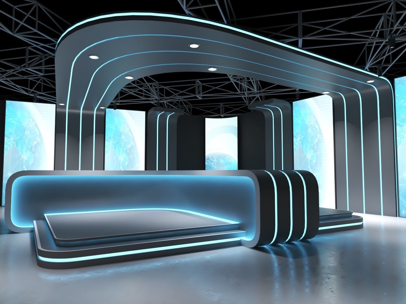 TV studio 4 Low-poly 3D model_1