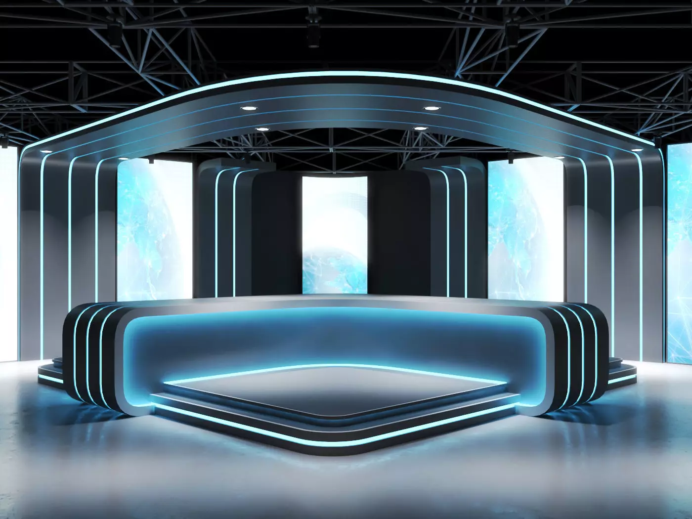 TV studio 4 Low-poly 3D model_0