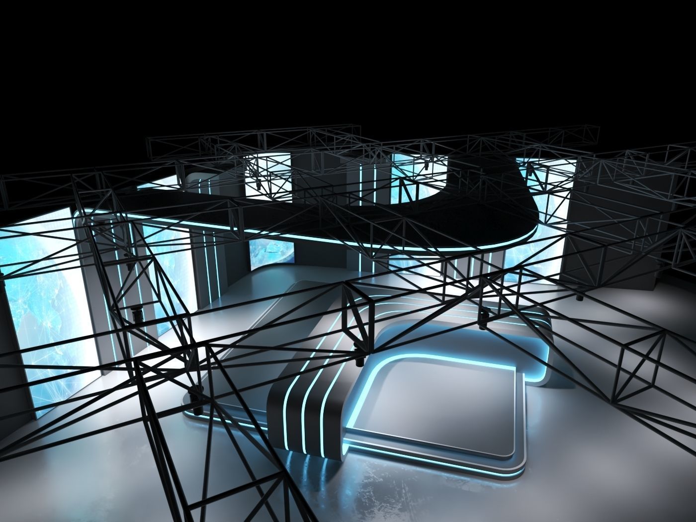 TV studio 4 Low-poly 3D model_4