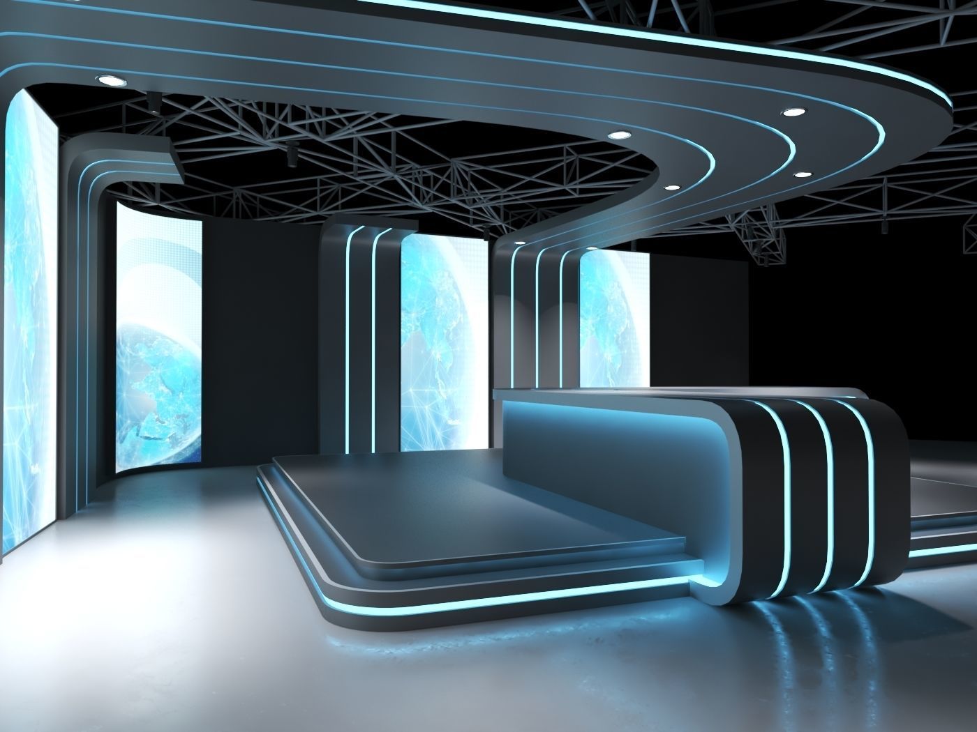 TV studio 4 Low-poly 3D model_2