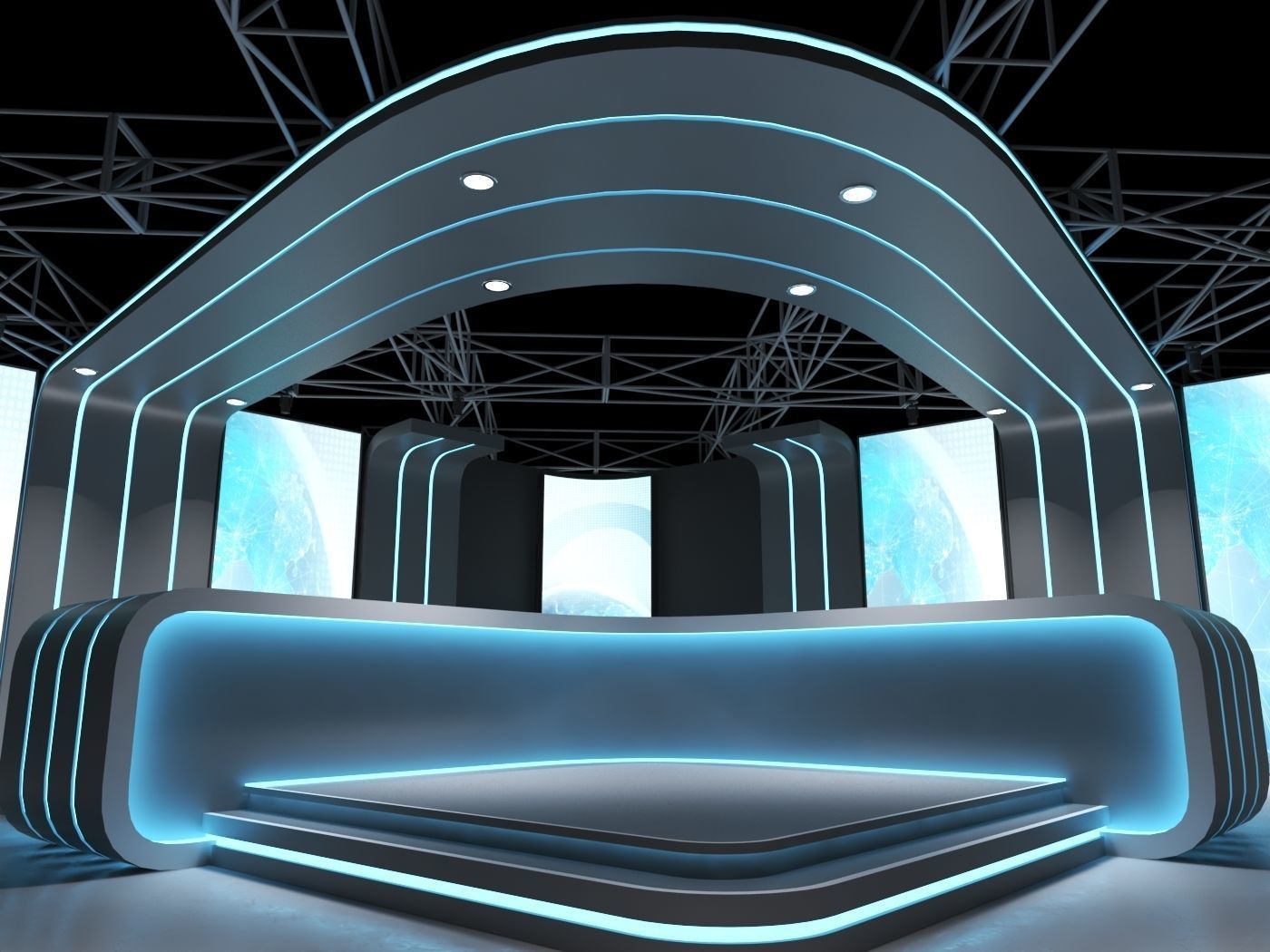 TV studio 4 Low-poly 3D model_3