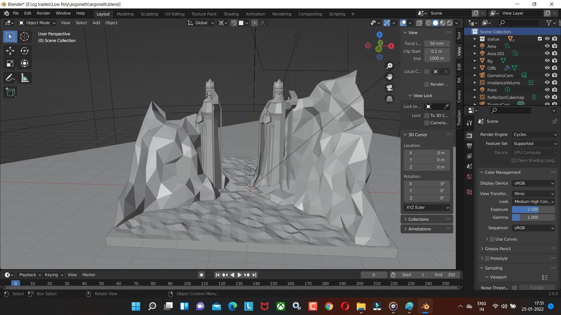 Argonath low poly blender Model for game and cartoon video Low-poly 3D model_3