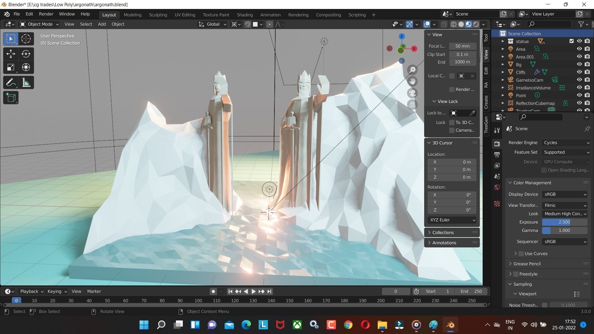 Argonath low poly blender Model for game and cartoon video Low-poly 3D model_5