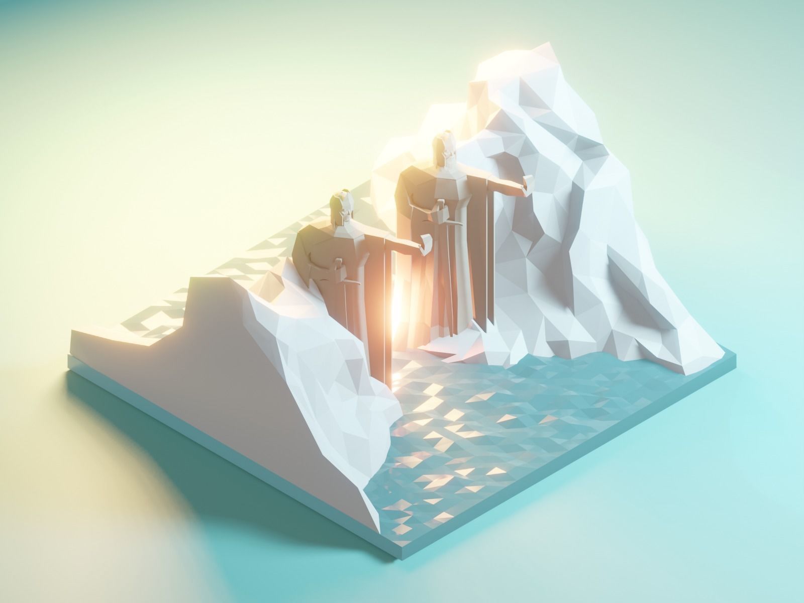 Argonath low poly blender Model for game and cartoon video Low-poly 3D model_6