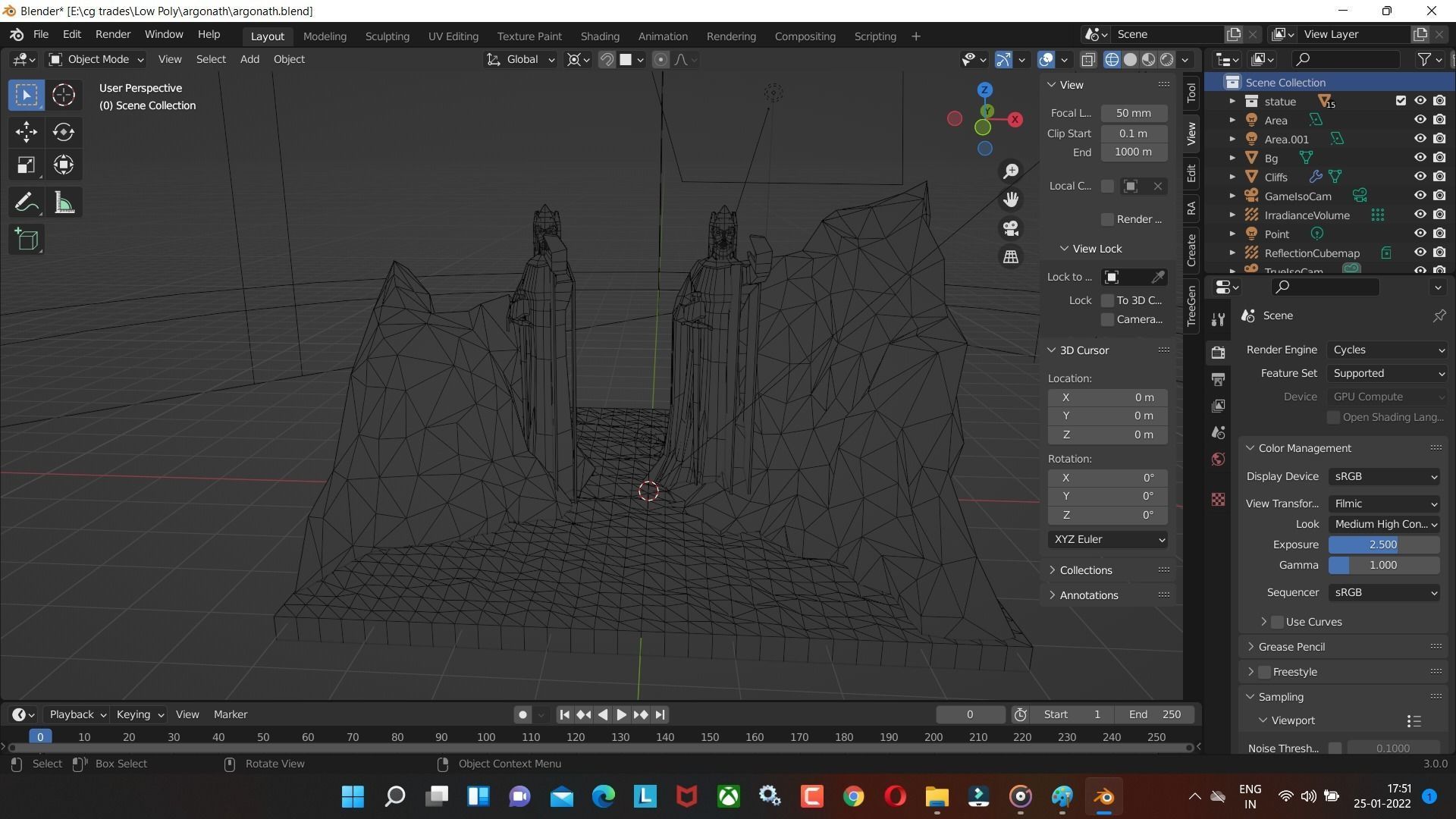 Argonath low poly blender Model for game and cartoon video Low-poly 3D model_4