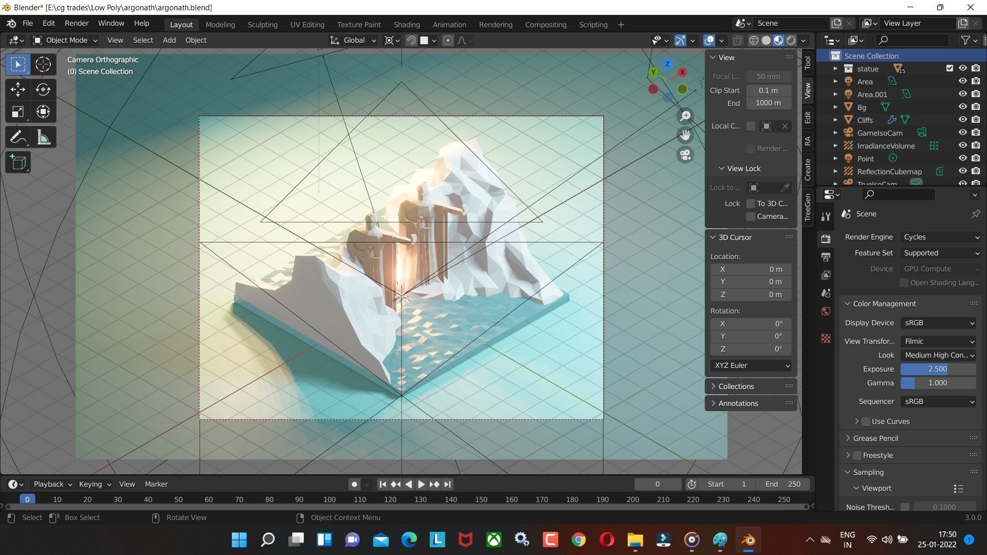 Argonath low poly blender Model for game and cartoon video Low-poly 3D model_1