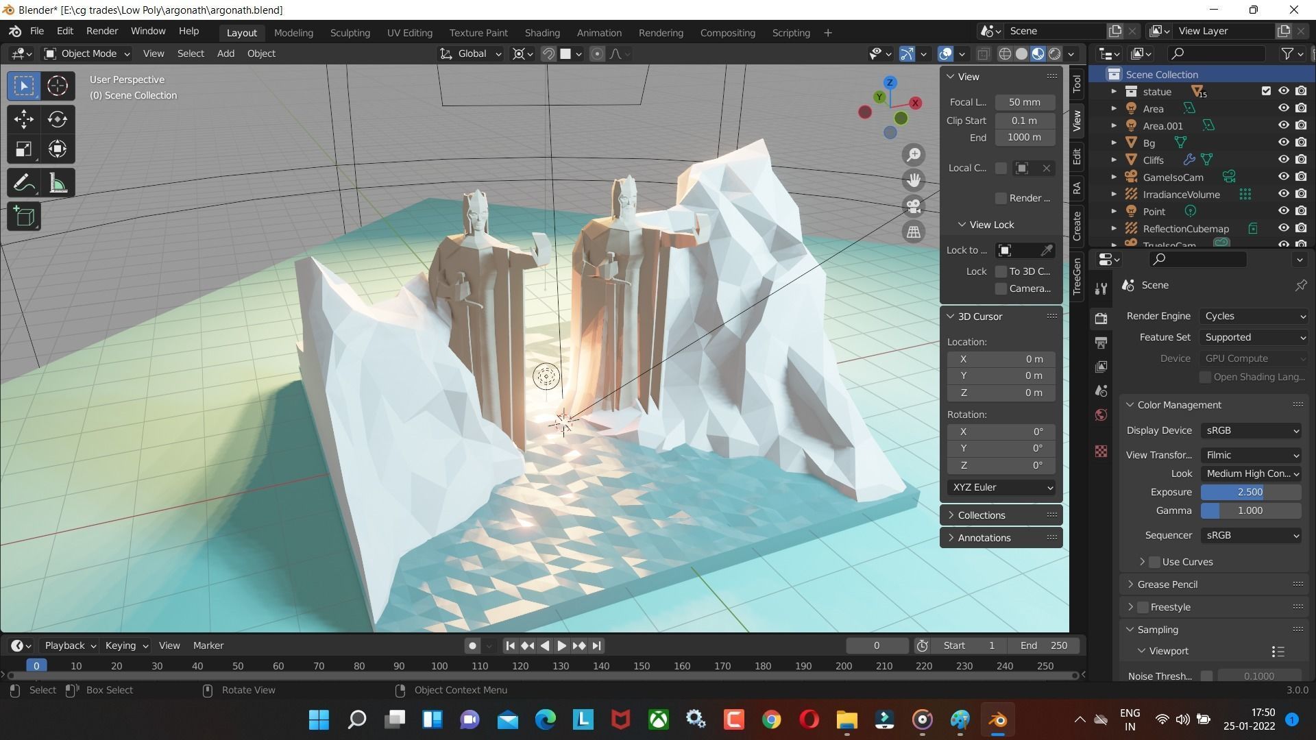 Argonath low poly blender Model for game and cartoon video Low-poly 3D model_2