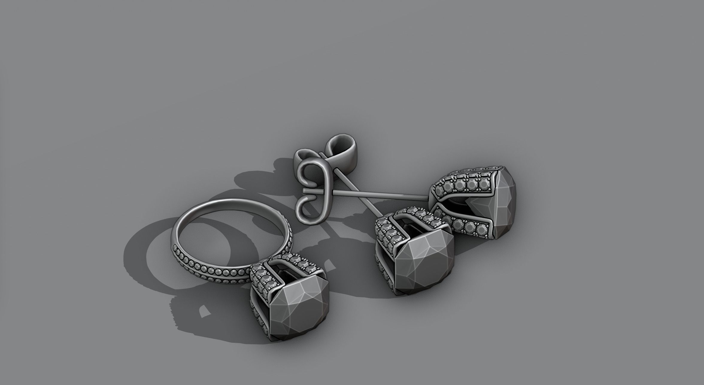 Earrings and ring 3D model_5