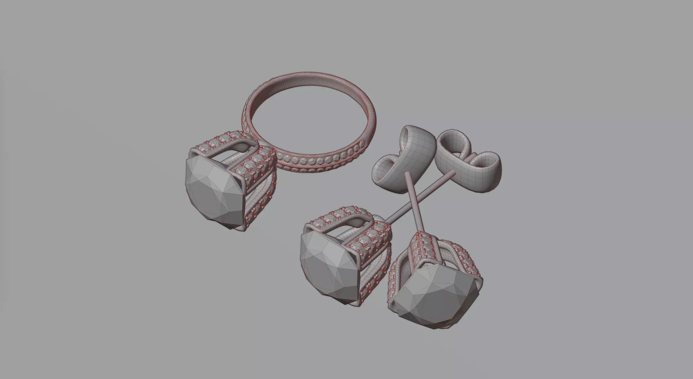 Earrings and ring 3D model_0