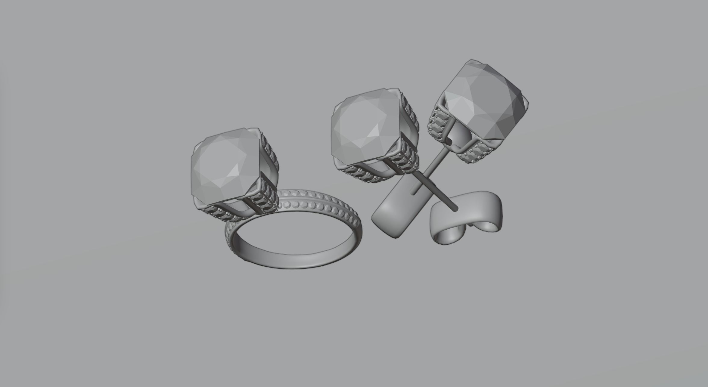 Earrings and ring 3D model_3