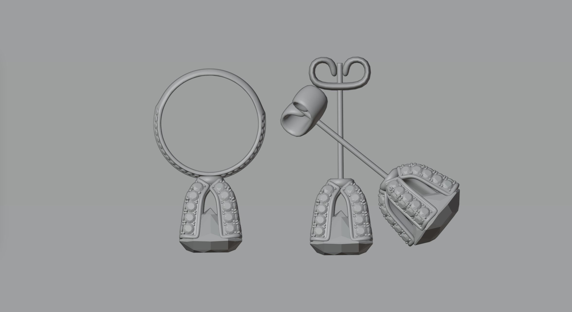 Earrings and ring 3D model_4