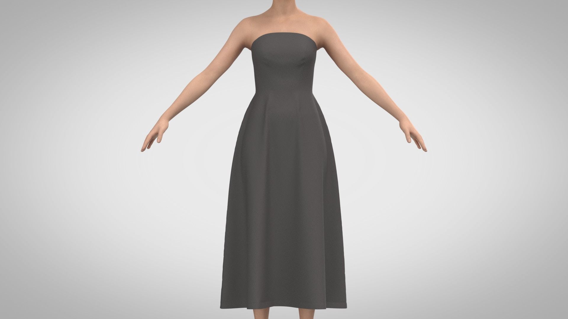 Strapless Dress 3D model_9
