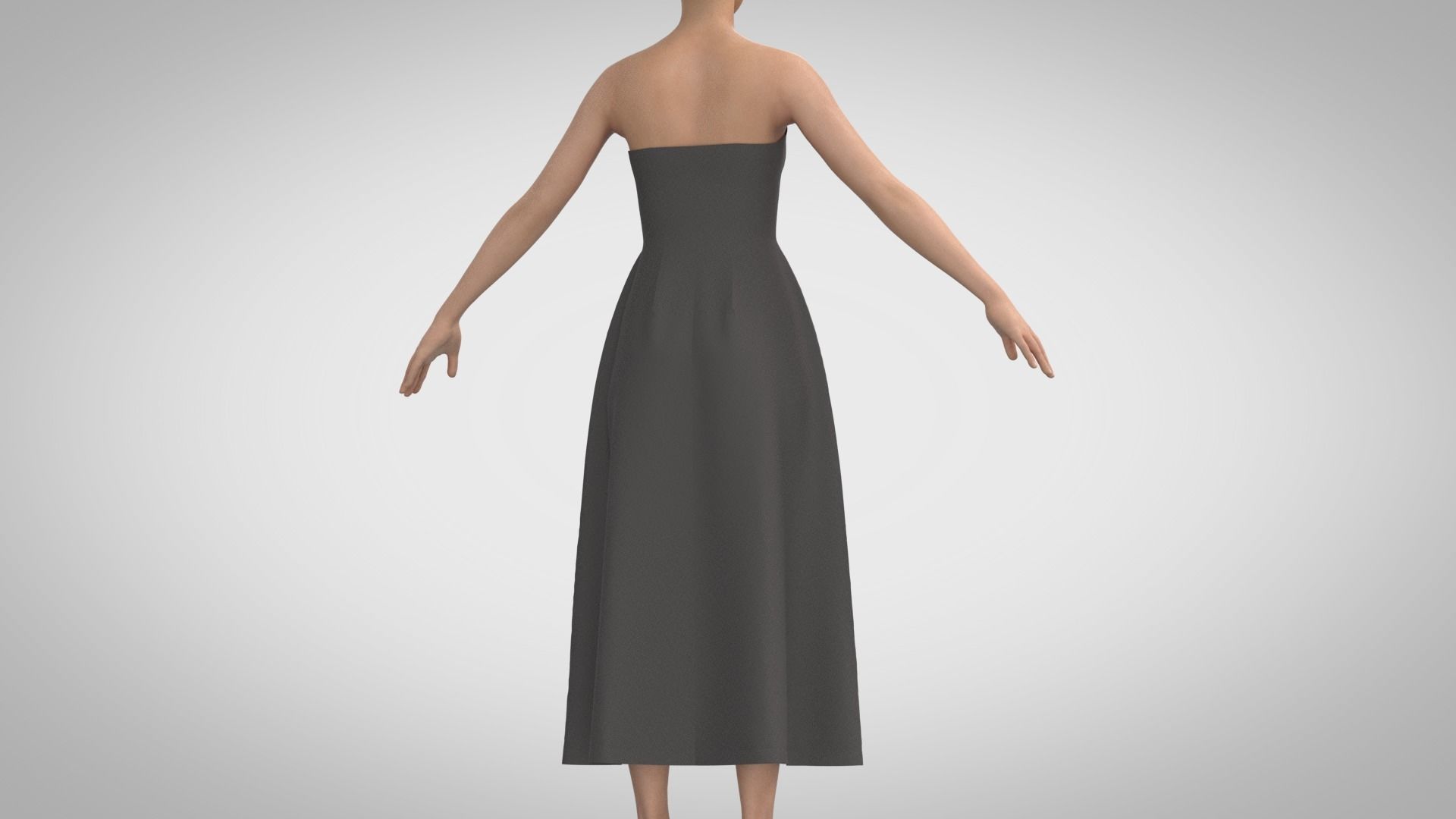 Strapless Dress 3D model_4