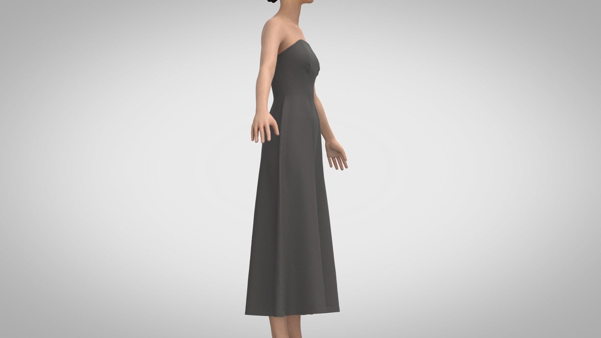 Strapless Dress 3D model_2