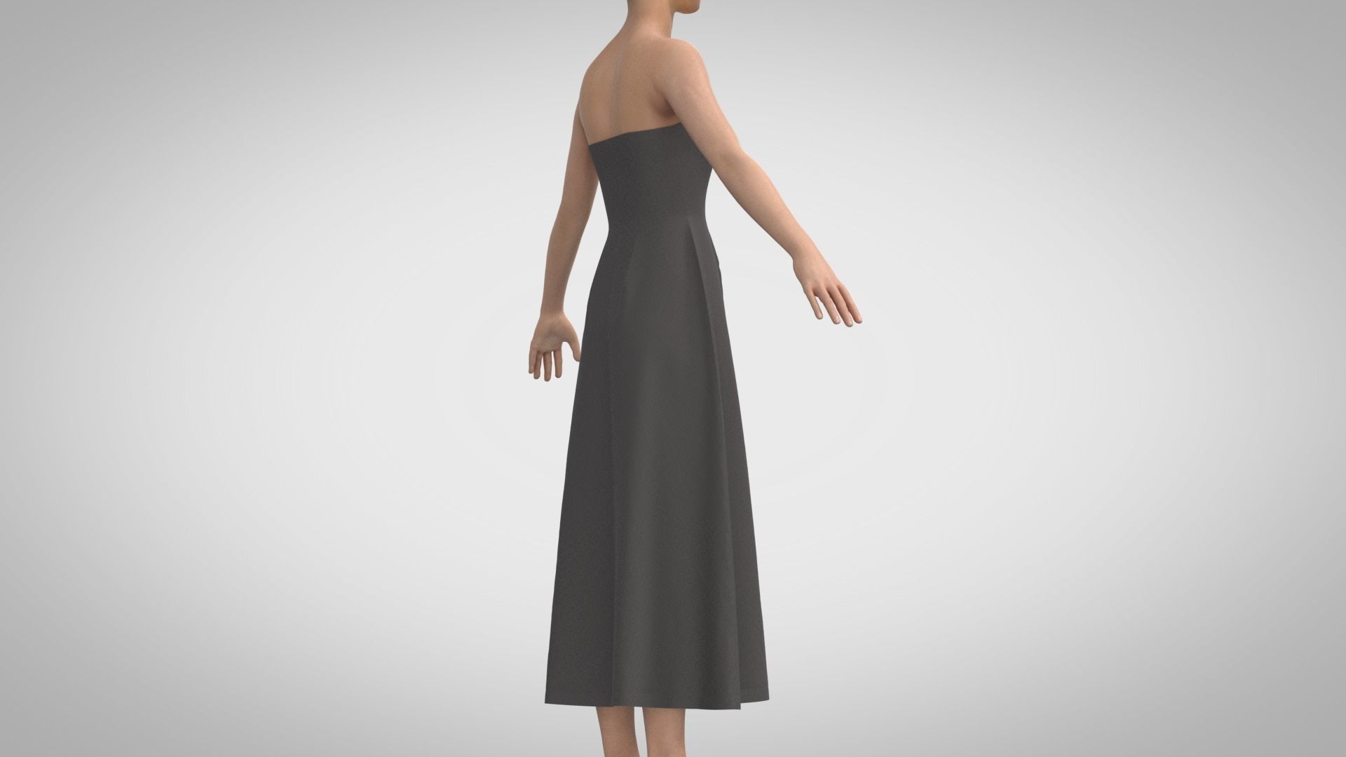 Strapless Dress 3D model_3
