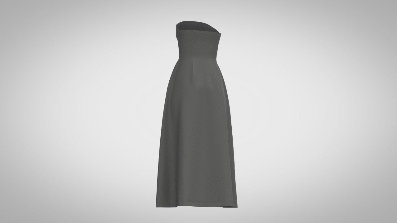 Strapless Dress 3D model_5