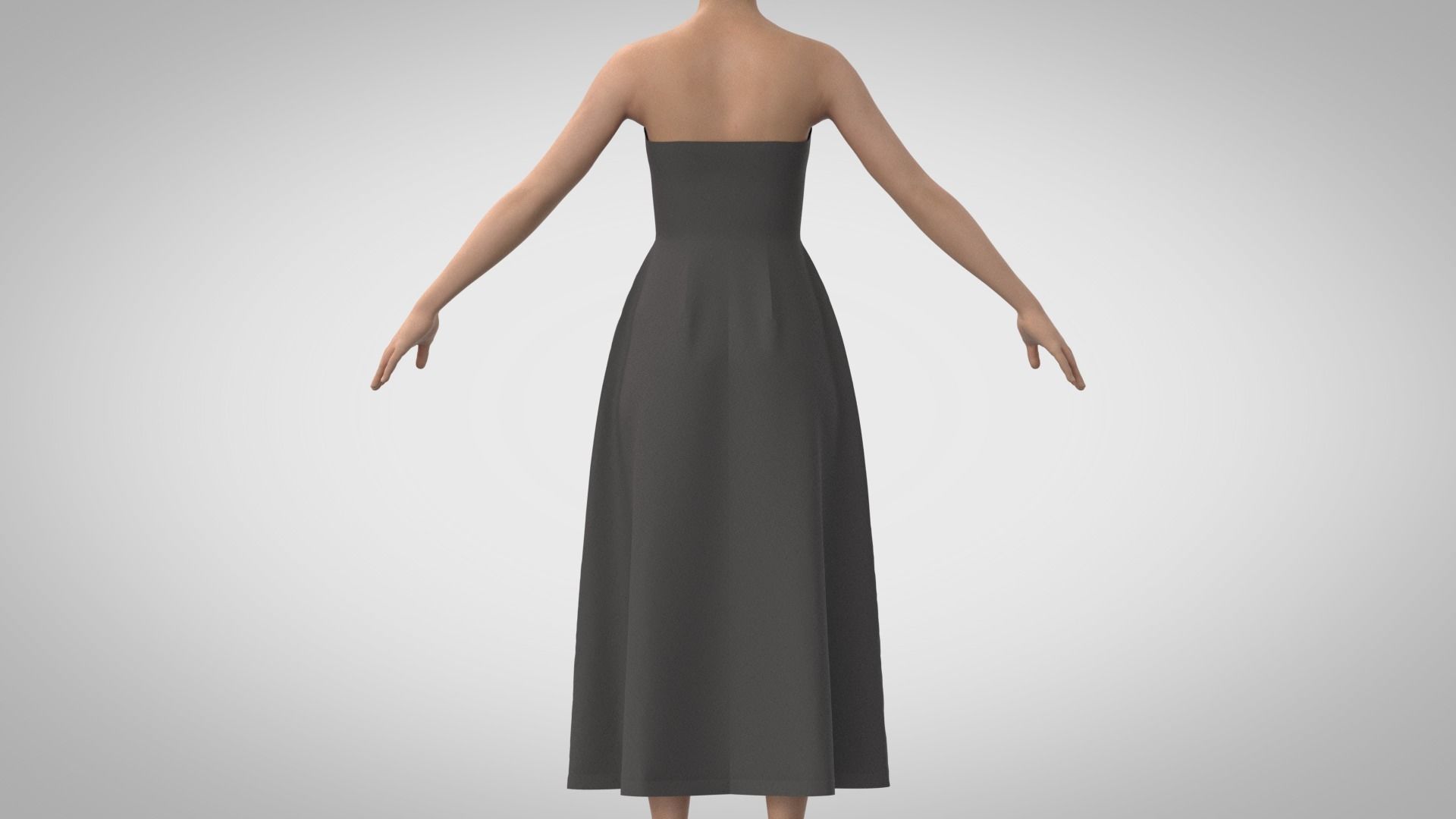 Strapless Dress 3D model_10