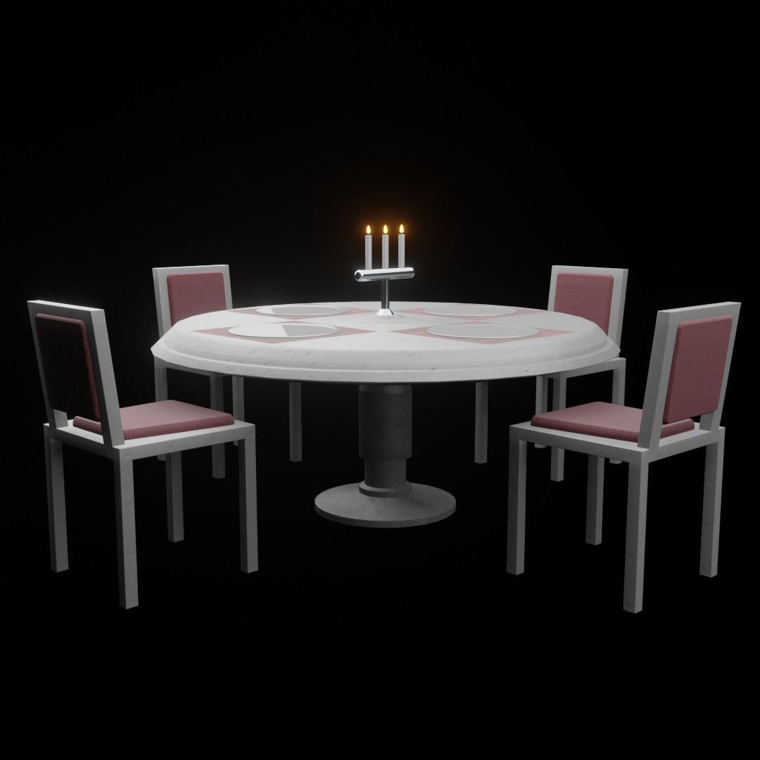 Dining table set 3D model_1