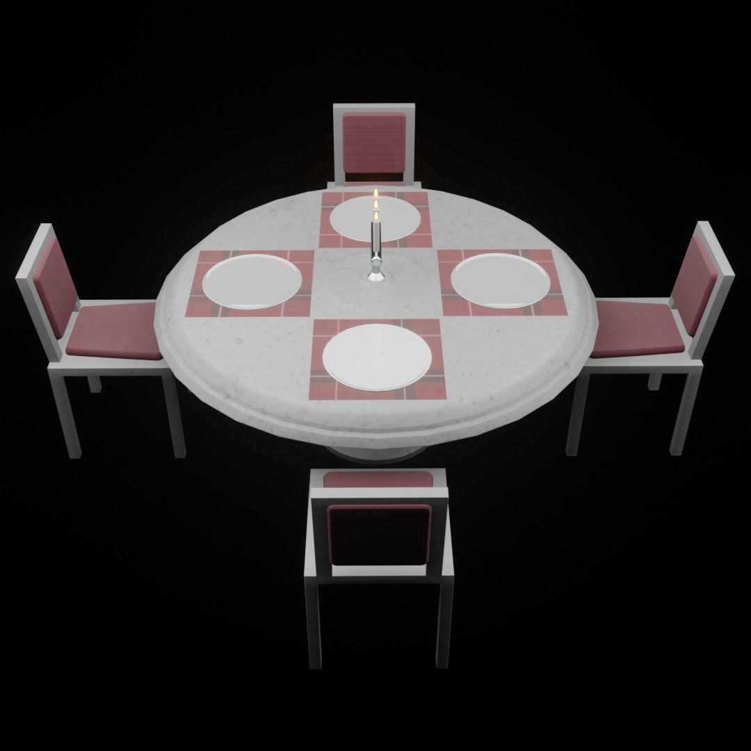Dining table set 3D model_5