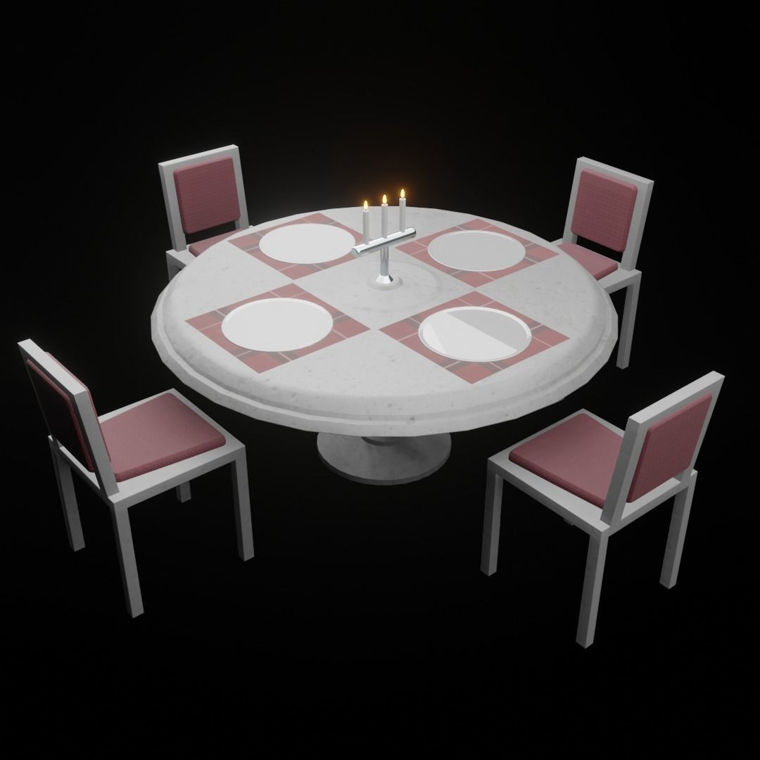 Dining table set 3D model_3