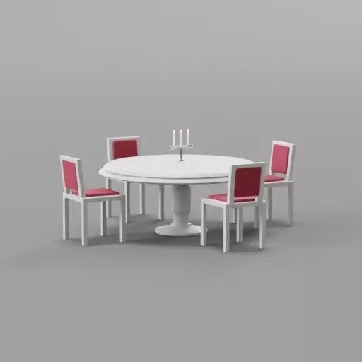 Dining table set 3D model_0