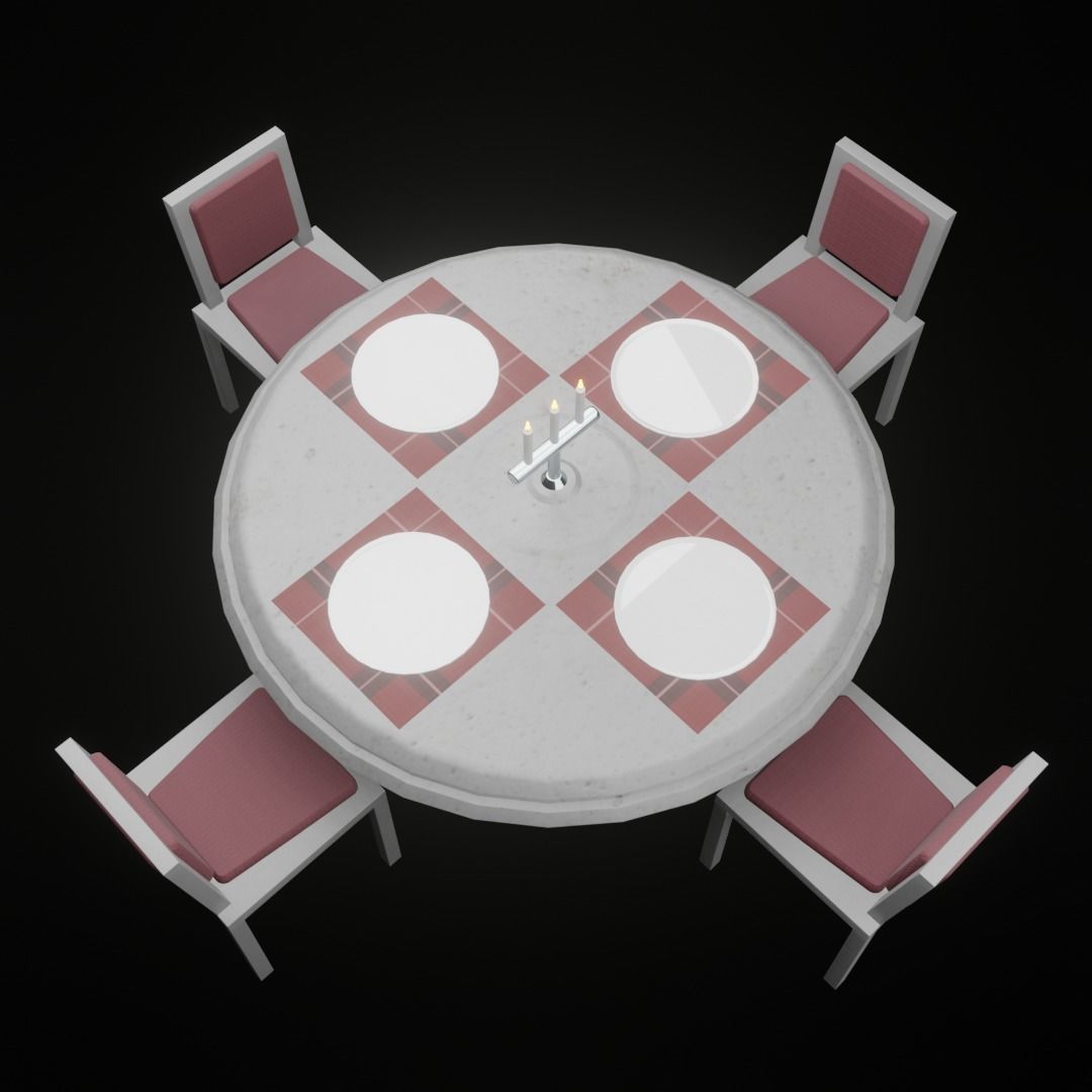 Dining table set 3D model_4