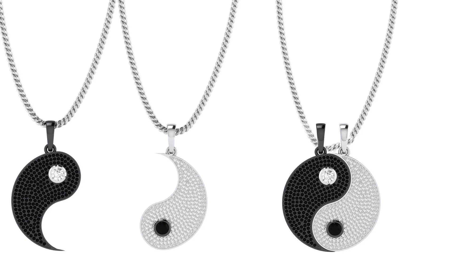Diamond Ying and Yang Separate Hip-hop Pendants 3D print model