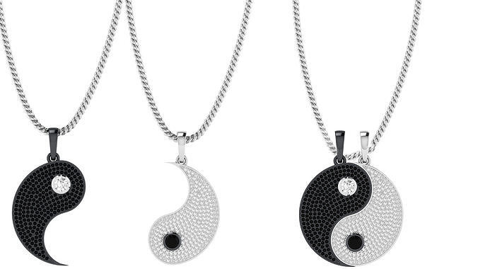 Diamond Ying and Yang Separate  Hip-hop Pendants 3D print model
