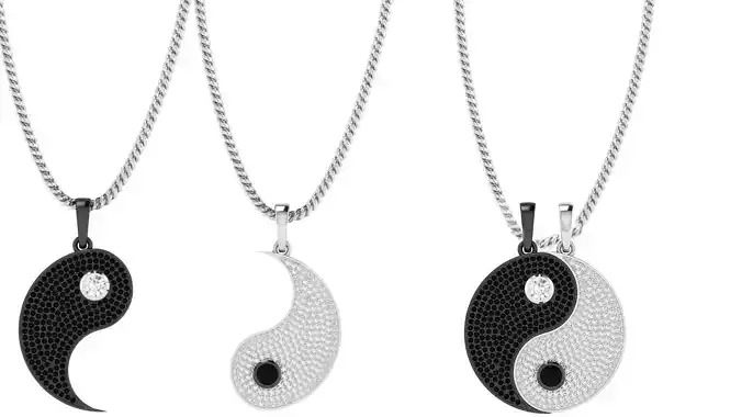 Diamond Ying and Yang Separate  Hip-hop Pendants