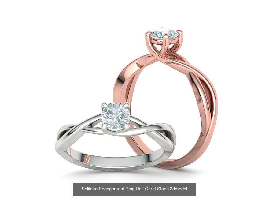 Trellis Solitaire Engagement Rings  Half Carat and One Carat  3D Model Collection_3