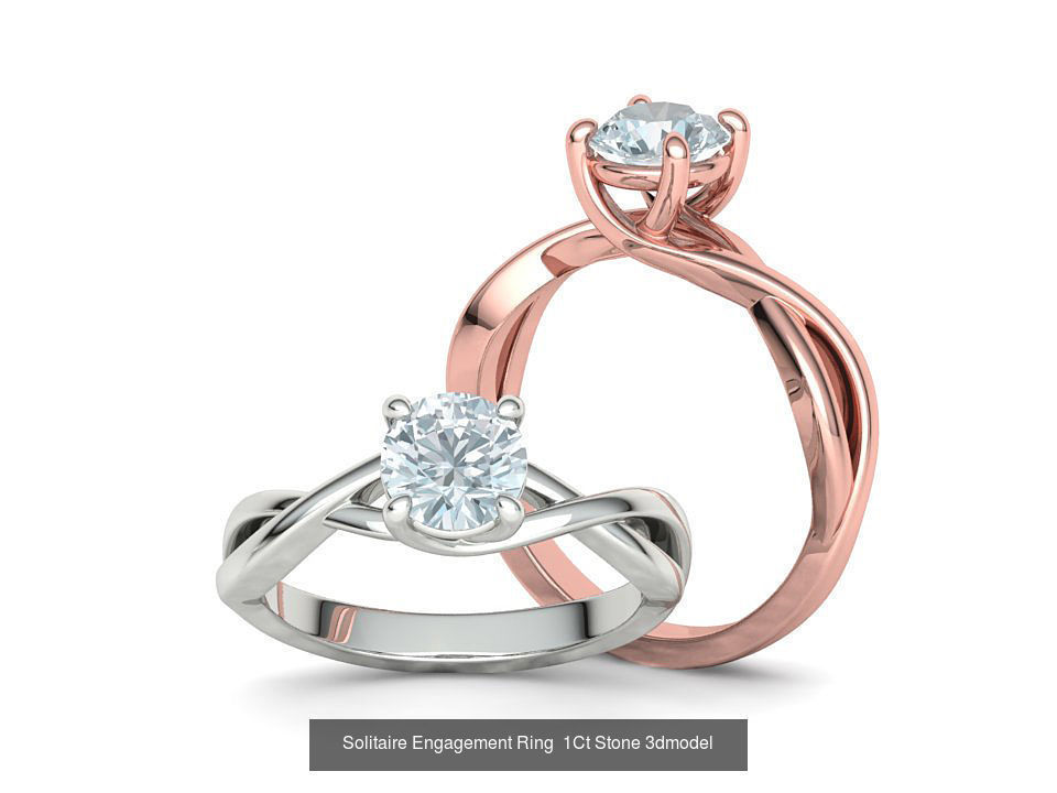 Trellis Solitaire Engagement Rings  Half Carat and One Carat  3D Model Collection_4