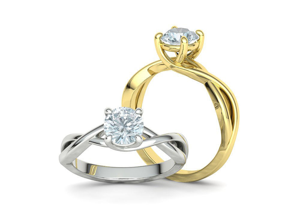 Trellis Solitaire Engagement Rings  Half Carat and One Carat  3D Model Collection_33