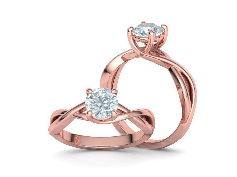 Trellis Solitaire Engagement Rings  Half Carat and One Carat  3D Model Collection_8