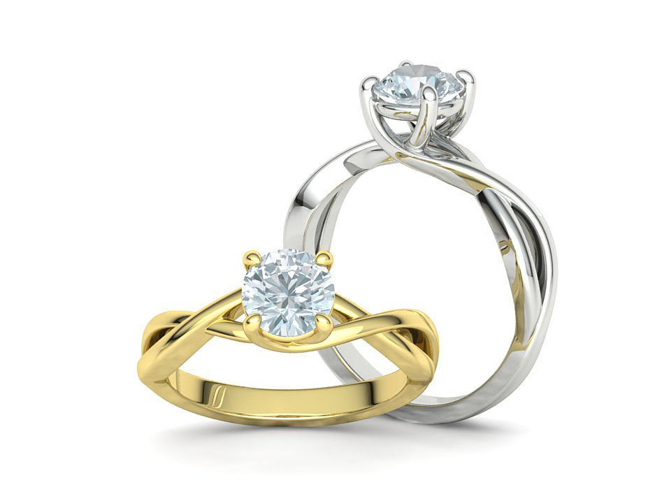 Trellis Solitaire Engagement Rings  Half Carat and One Carat  3D Model Collection_6