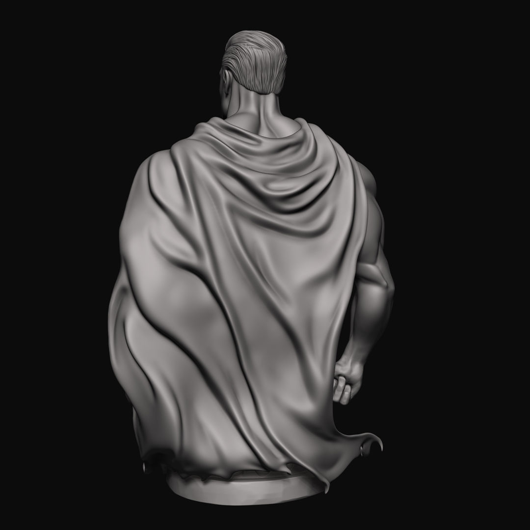 Superman bust of man with cape 3D print model_3