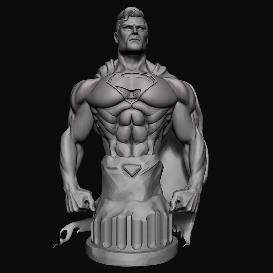 Superman bust of man with cape 3D print model_0