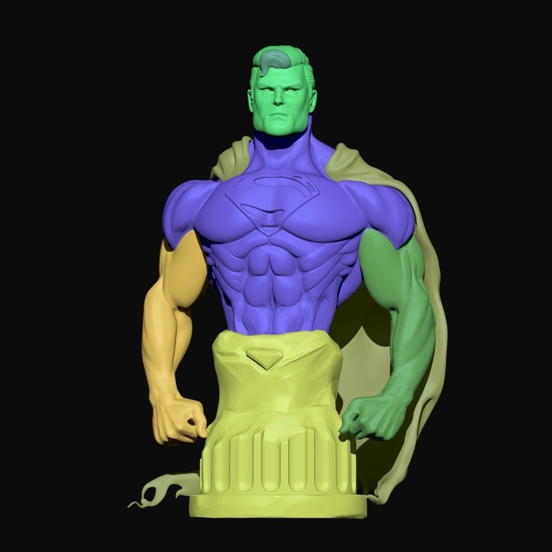 Superman bust of man with cape 3D print model_5