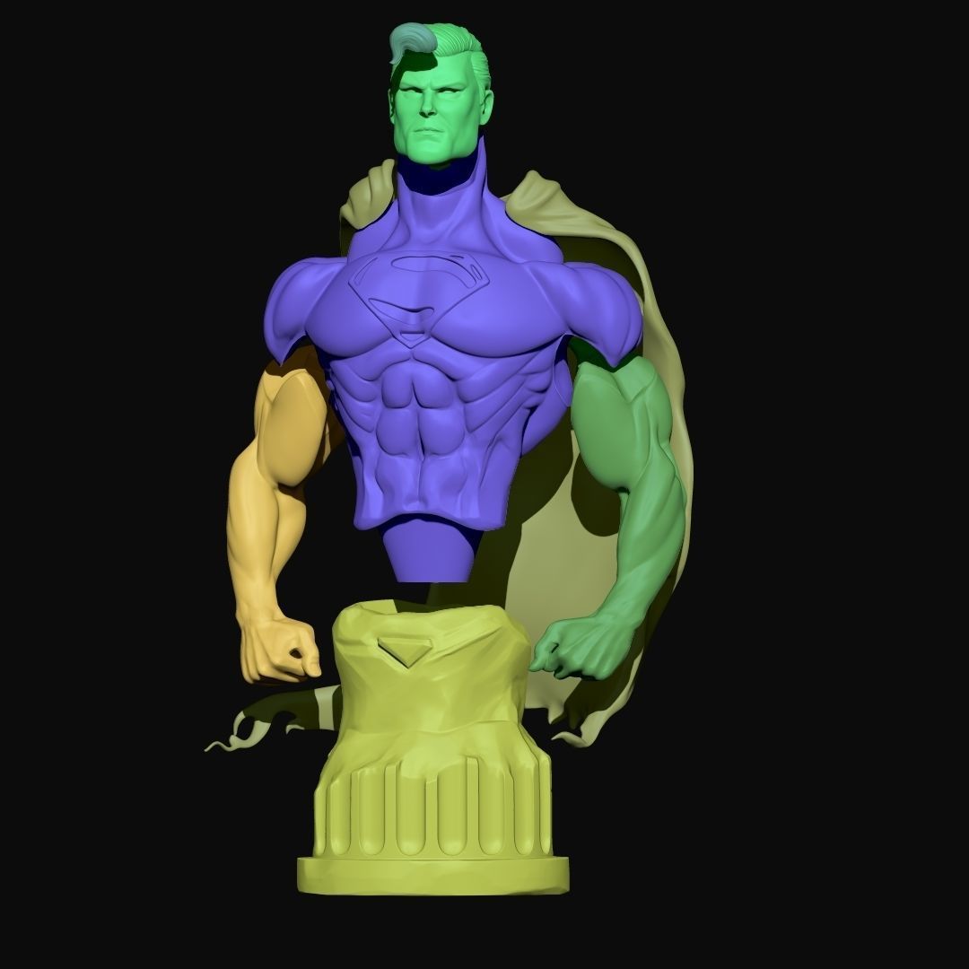Superman bust of man with cape 3D print model_4