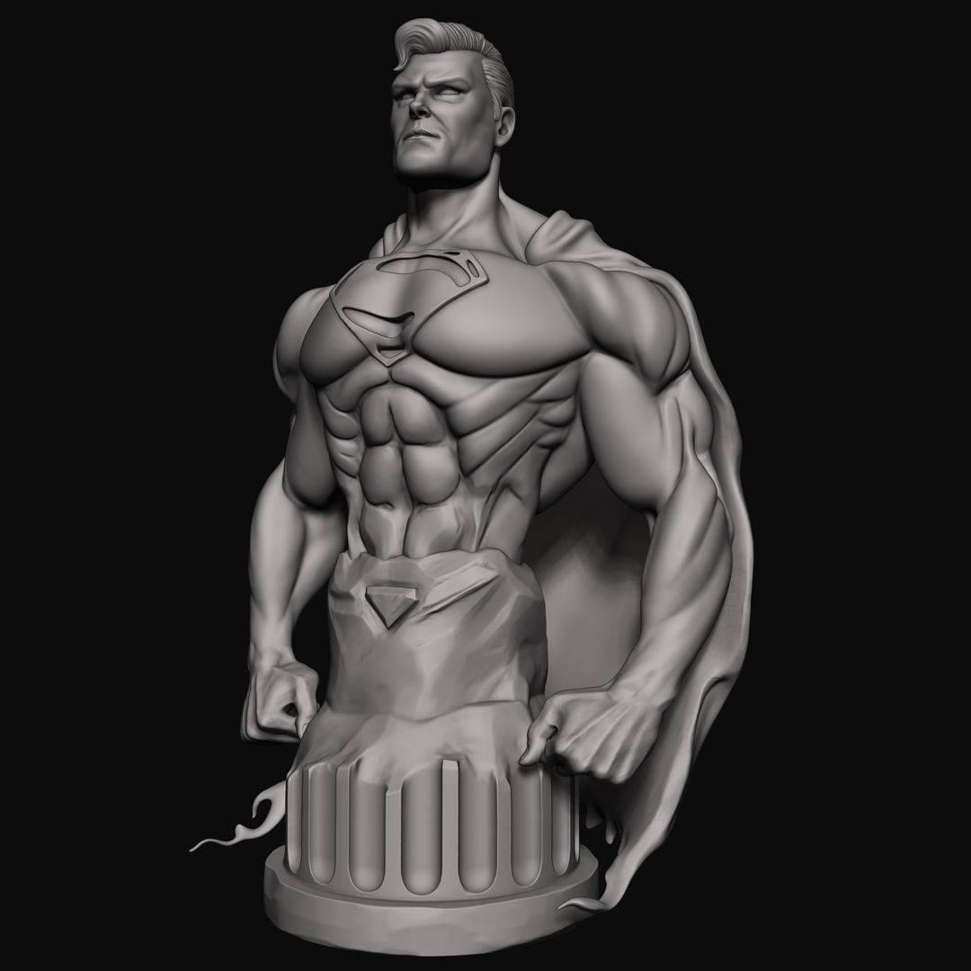 Superman bust of man with cape 3D print model_2
