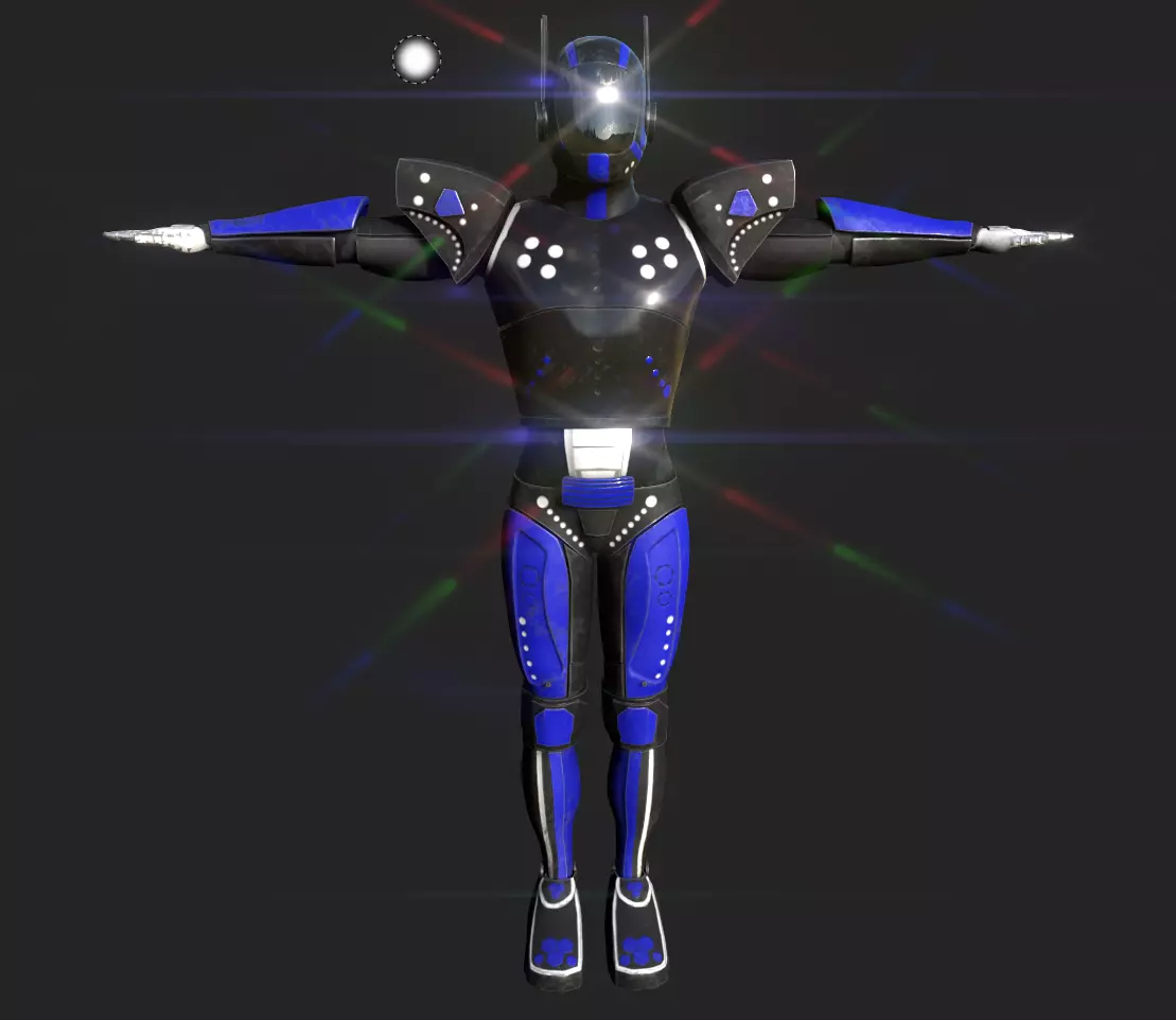 High-quality blue robot model  3D model_0