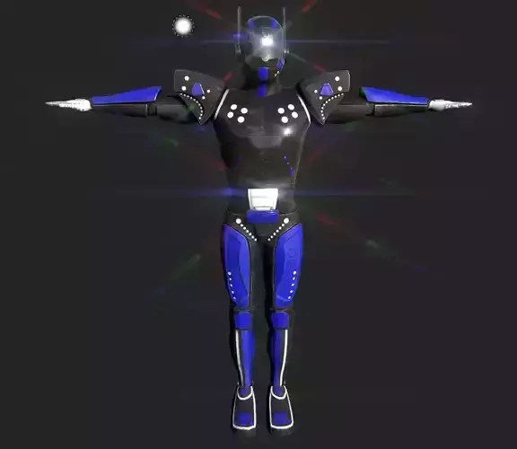 High-quality blue robot model 