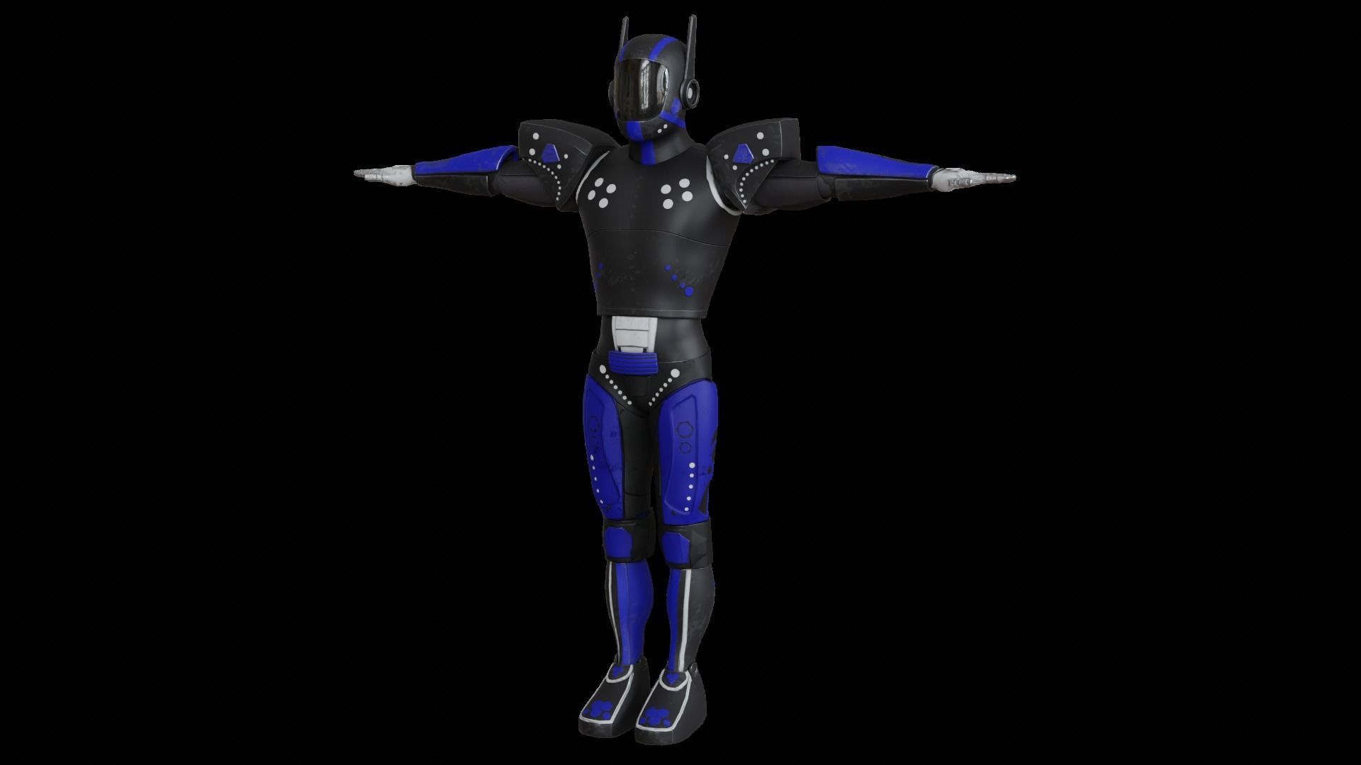 High-quality blue robot model  3D model_12