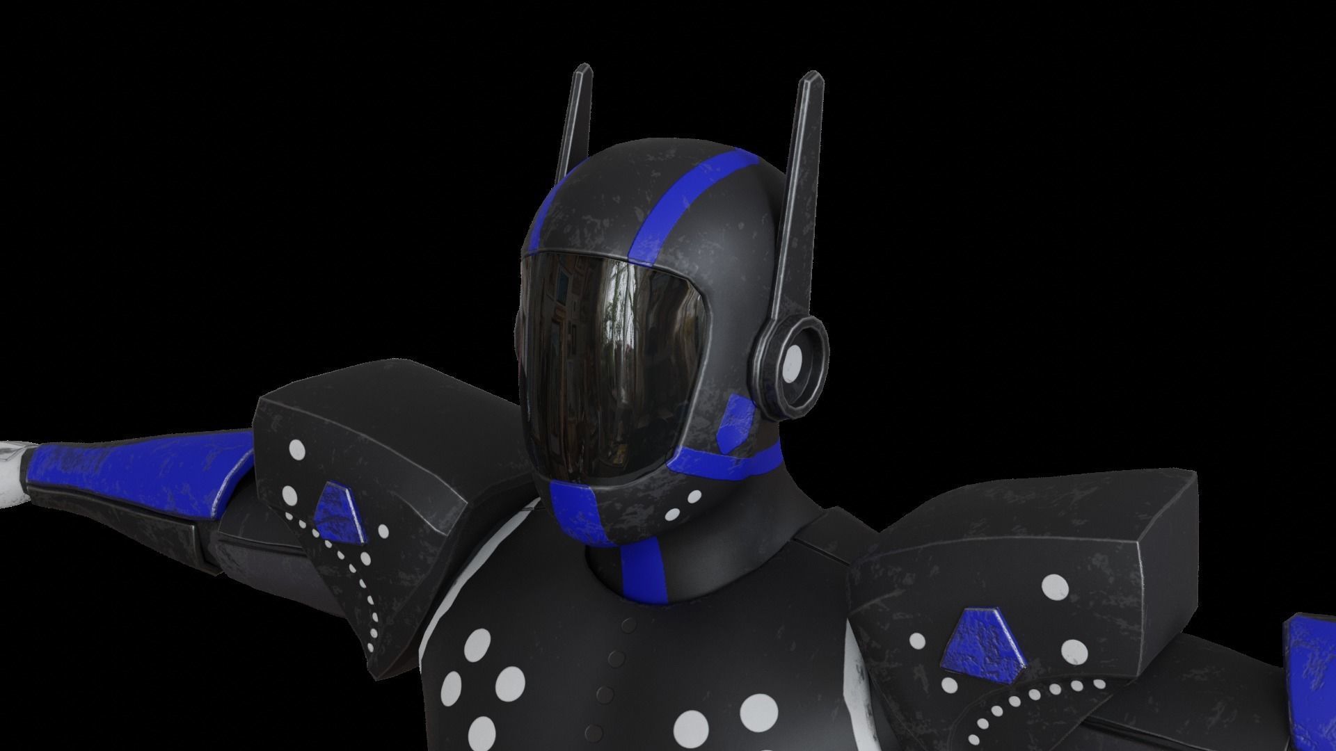 High-quality blue robot model  3D model_8